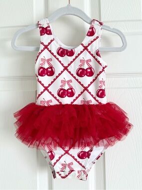 Posh Peanut One Piece Tutu Swimsuit | 18-24m | Cherry Cheryl Print